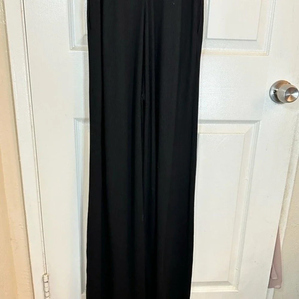 Revolve L*Space Womens Black Ribbed Jumpsuit Sleeveless wide Leg Sz Medium - Picture 13 of 13